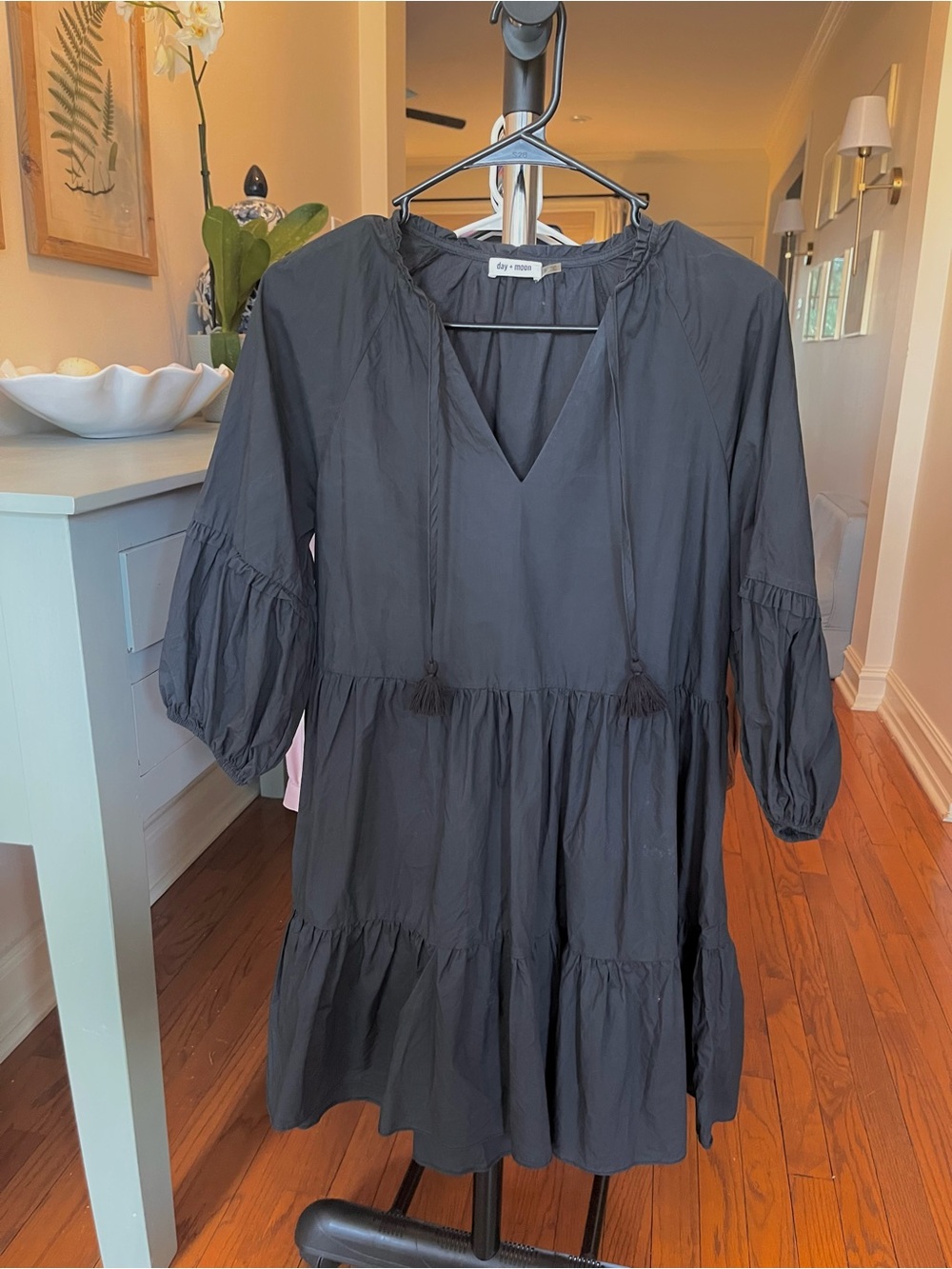 Day+Moon Black Tiered V-Neck Dress
